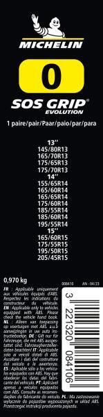 Michelin SOS Grip Evolution Fabric Snow Socks, Group SOS0