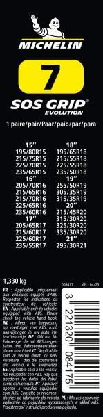 Calcetines de nieve de tela Michelin SOS Grip Evolution, grupo SOS7