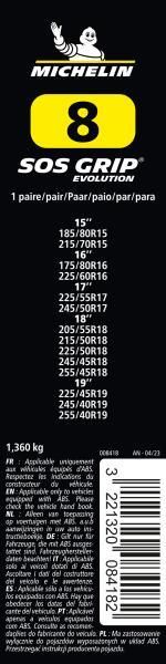 Michelin SOS Grip Evolution Fabric Snow Socks, Group SOS8