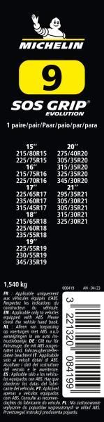 Michelin SOS Grip Evolution Stoff-Schneesocken, Gruppe SOS9