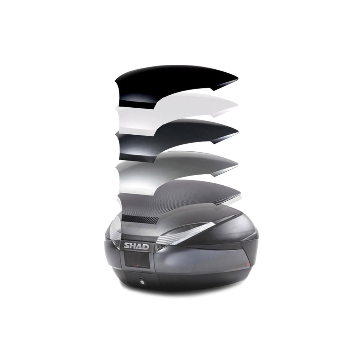 Baúl superior para motocicleta o scooter Shad SH48, gris oscuro/negro, D0B48300