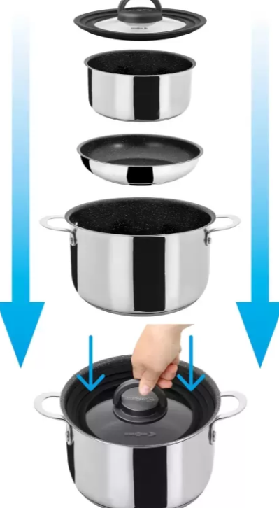 Brunner Popote Academy Vacum Set de ollas 7+1 pzs 22 cm