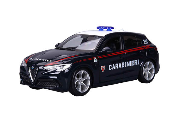 Coches Burago Carabinieri, Alfa Romeo Giulia / Stelvio surtido, Burago, escala 1:24, caja expositora