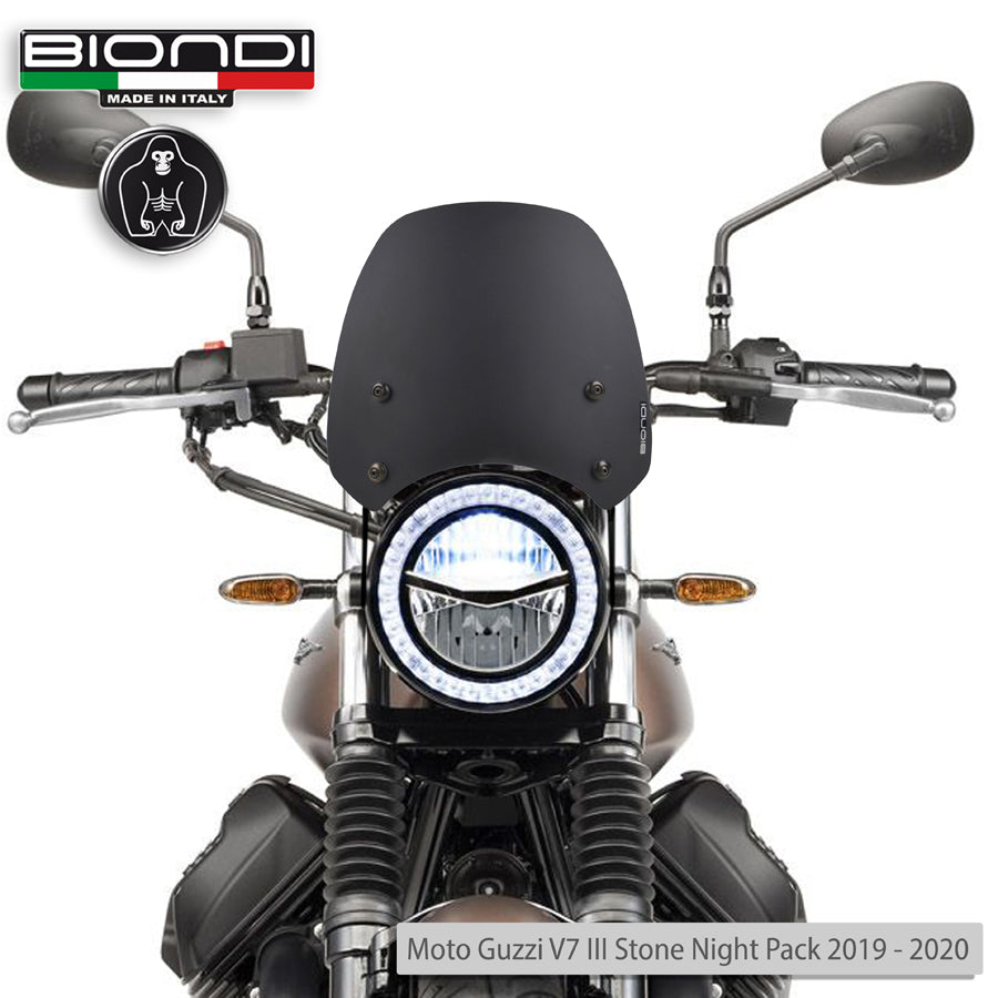 Biondi Cupolino Sport Nero Satinato con Kit Montaggio - Moto Guzzi V7 / Triumph Bonneville / Yamaha XSR / Benelli Imperiale