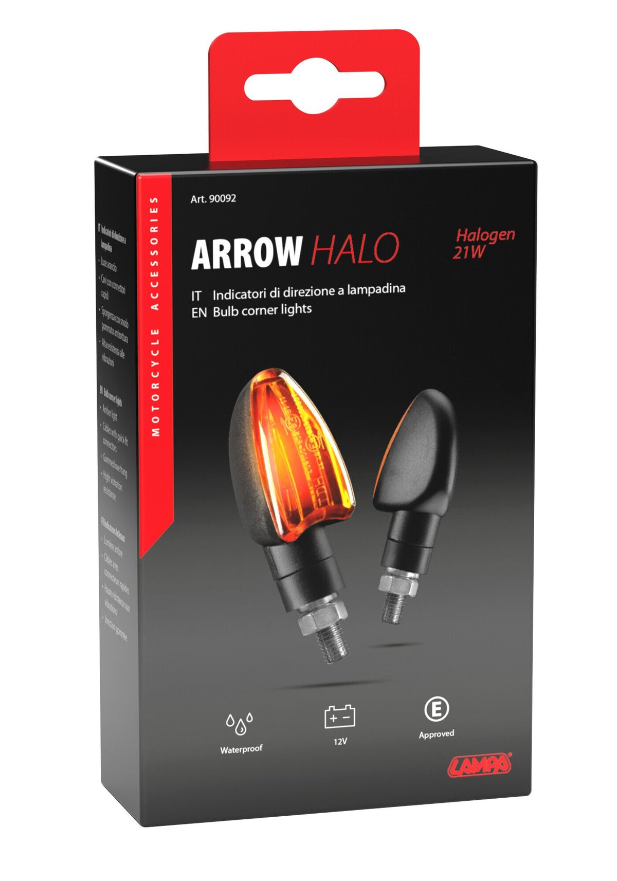 Lampa Arrow Halo Indicatori Direzione Moto 21W - Nero