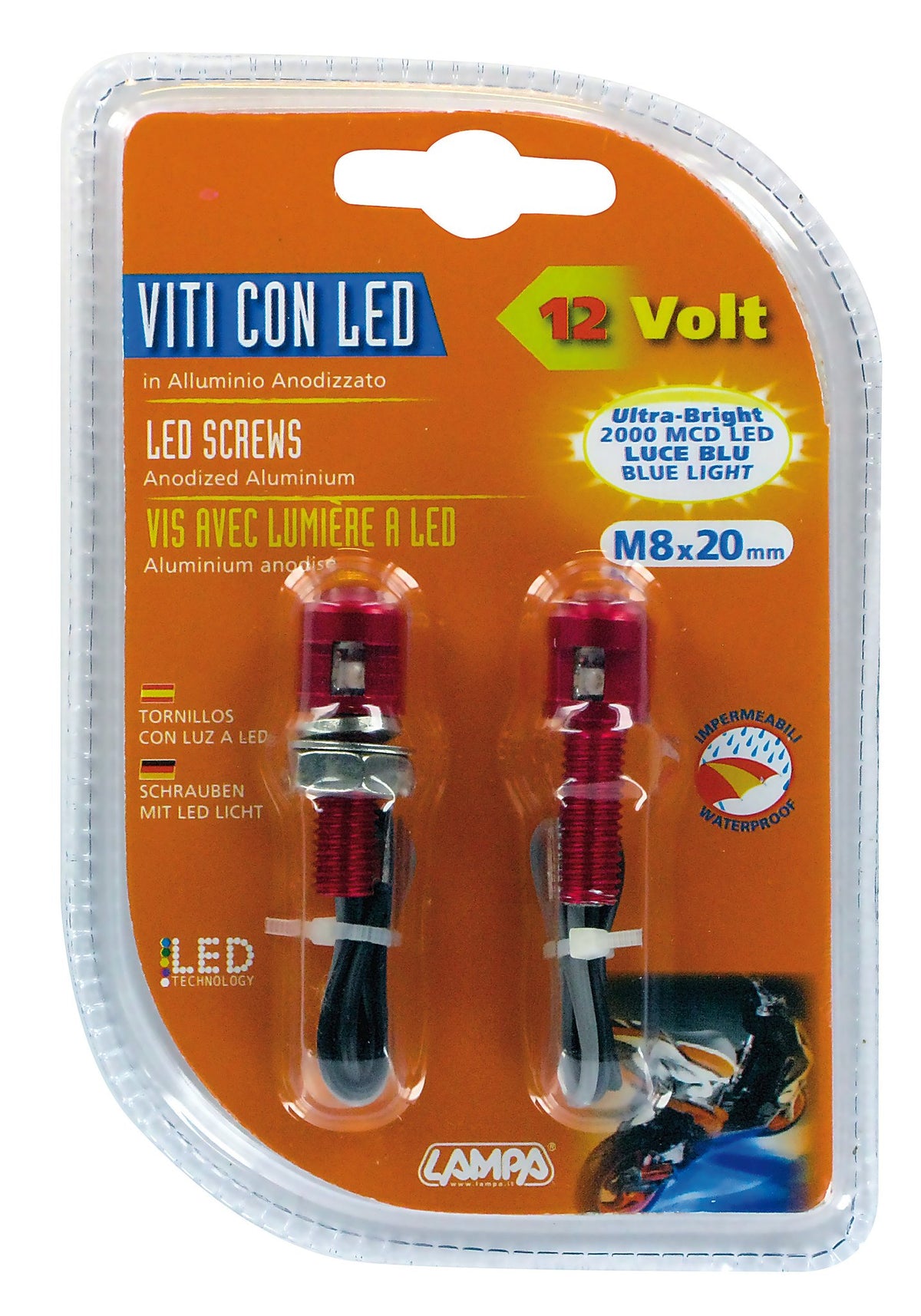 Lampa Set 2 viti con Led a luce blu - Rosso 90178