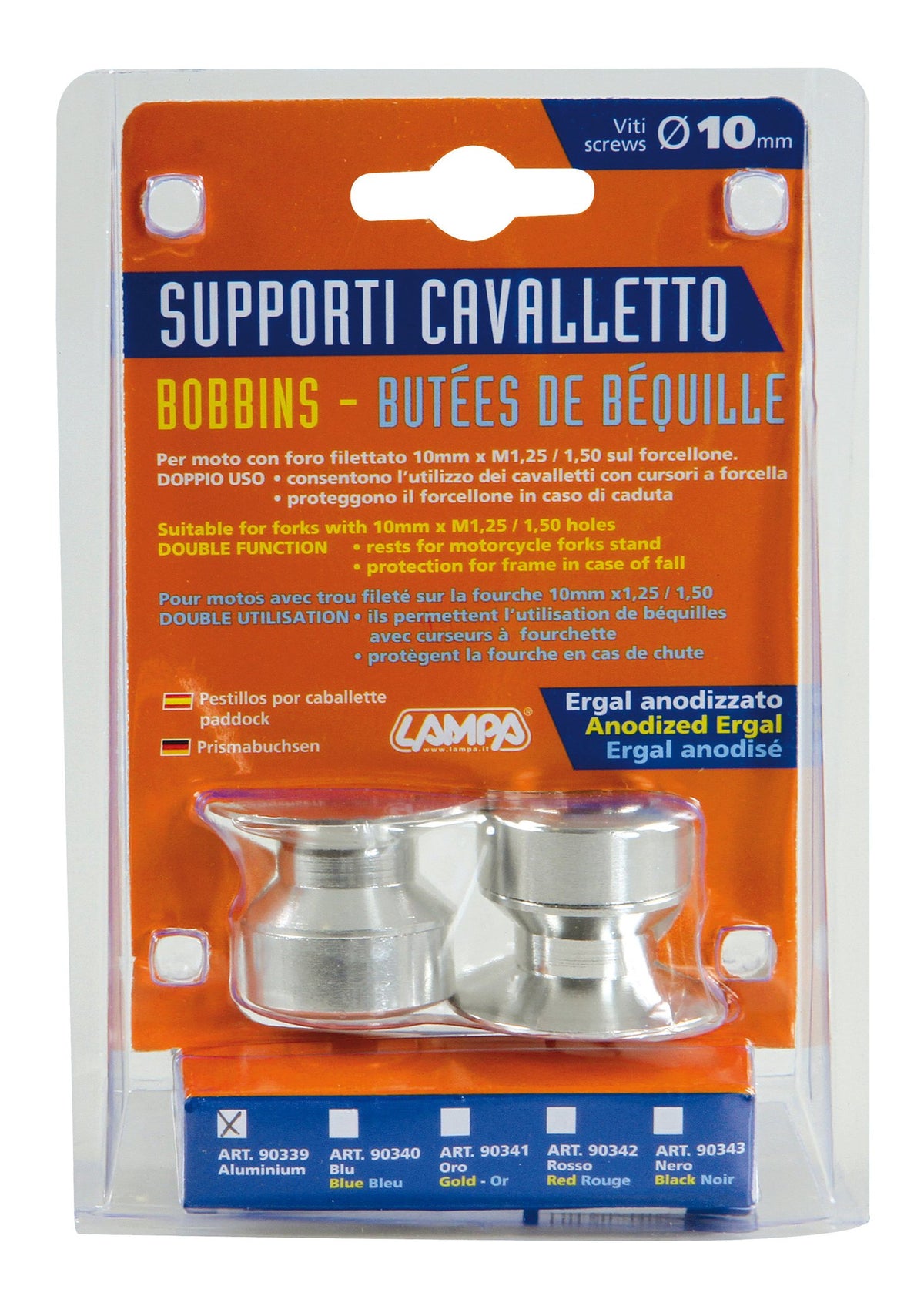 Lampa Kit Supporti Cavalletto per Forcellone Filettato 10 mm - Alluminio