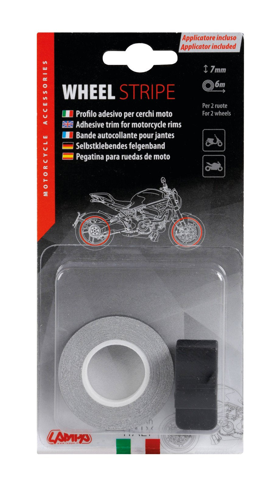 Lampa Wheel Stripe Racing Profilo Adesivo per Cerchi - Nero