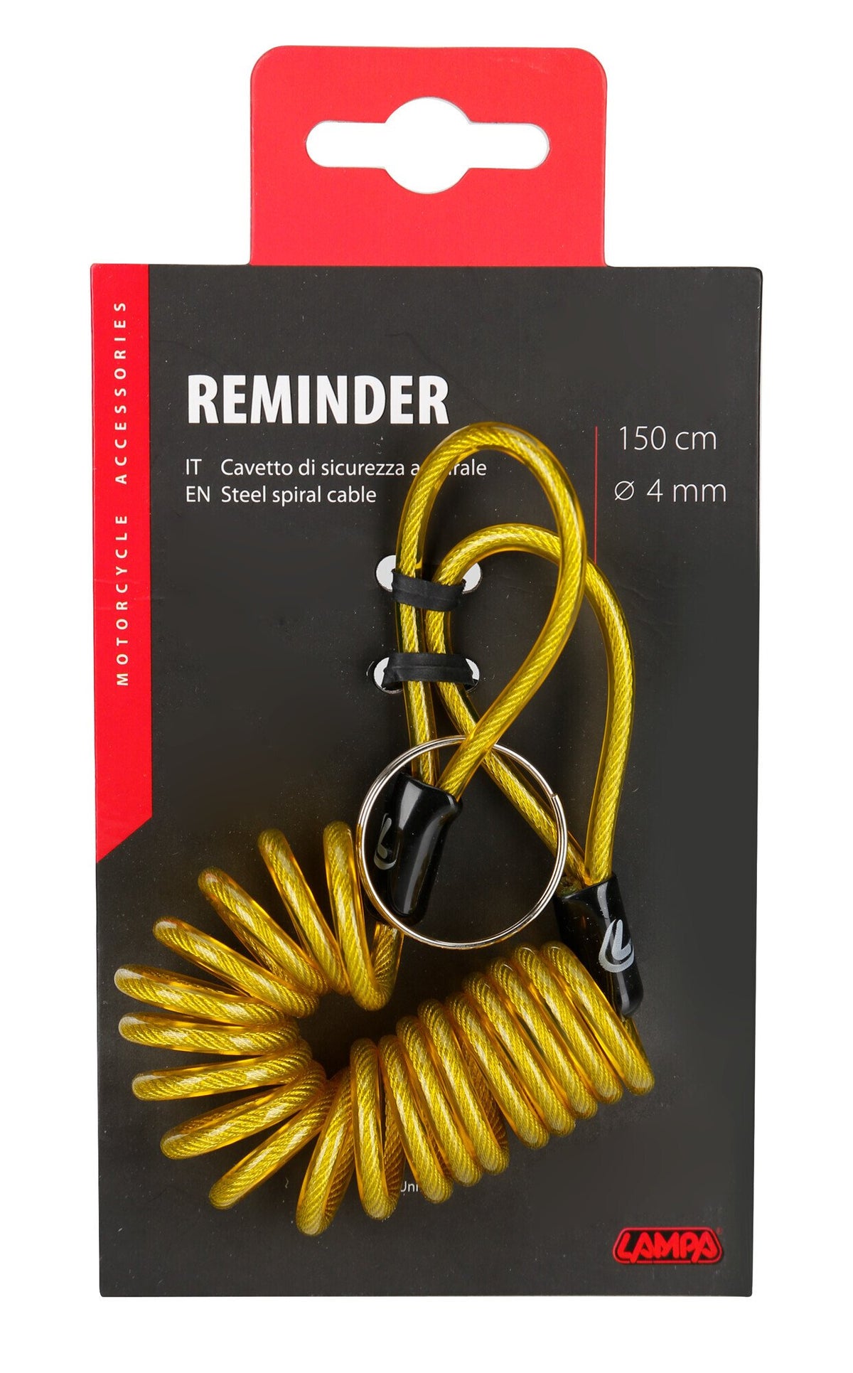 Lampa Reminder, cavetto di sicurezza a spirale - Giallo 90674