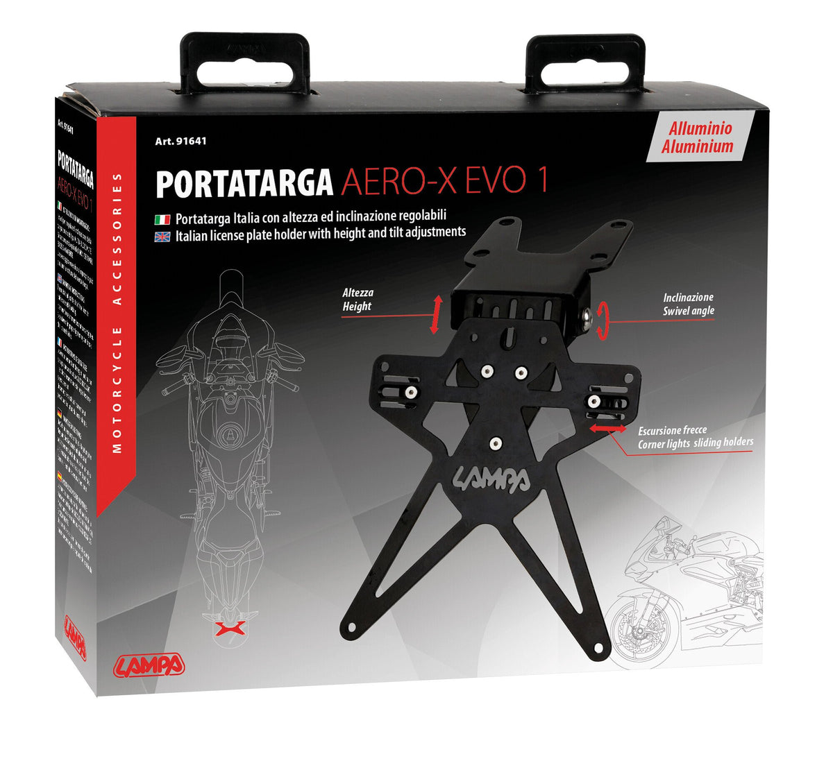 Lampa Aero-X Evo 1, portatarga Italia con altezza ed inclinazione regolabili 91641
