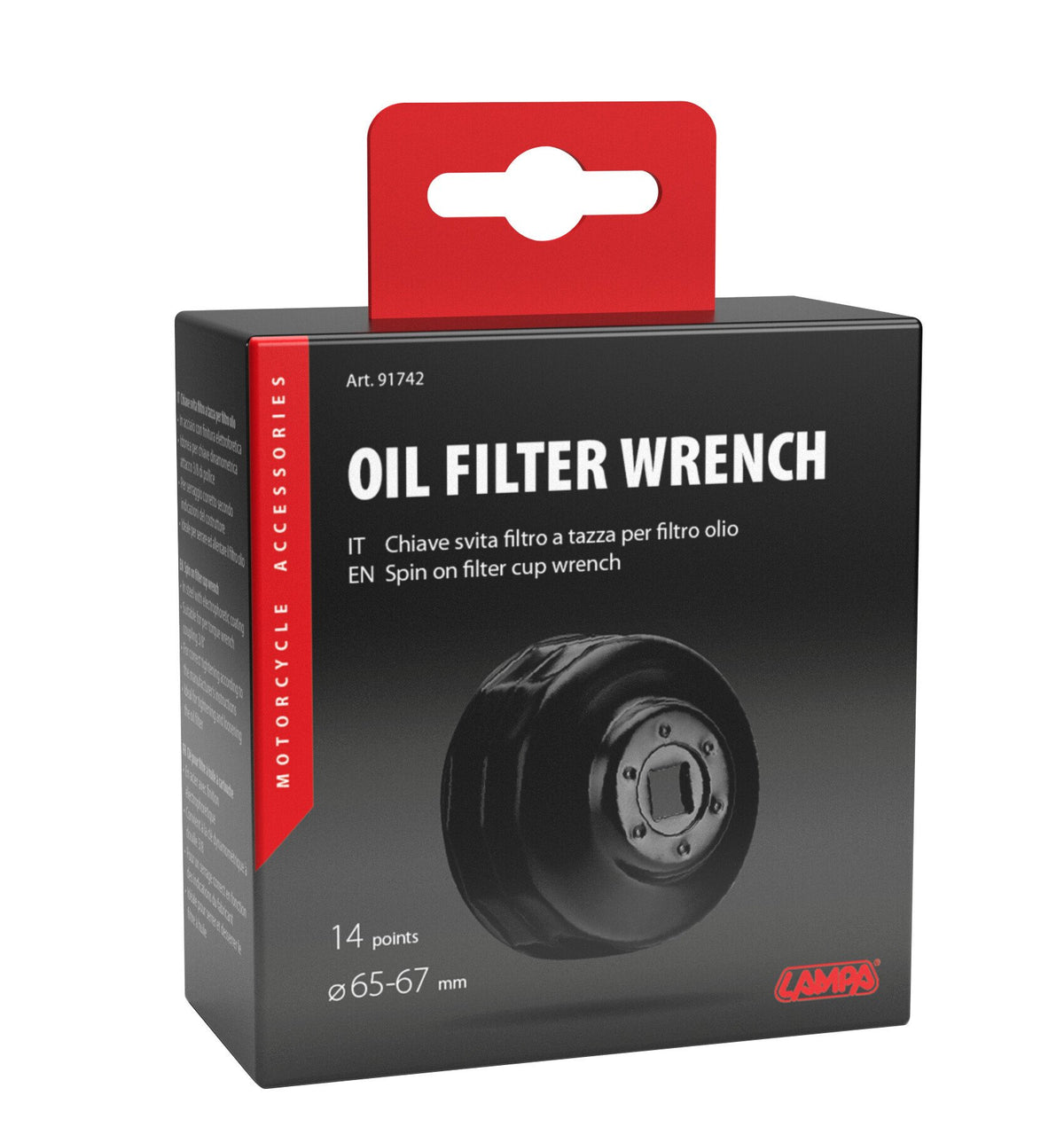 Lampa Chiave svita filtro a tazza per filtro olio per filtro 65-67 mm con 14 lati 91742