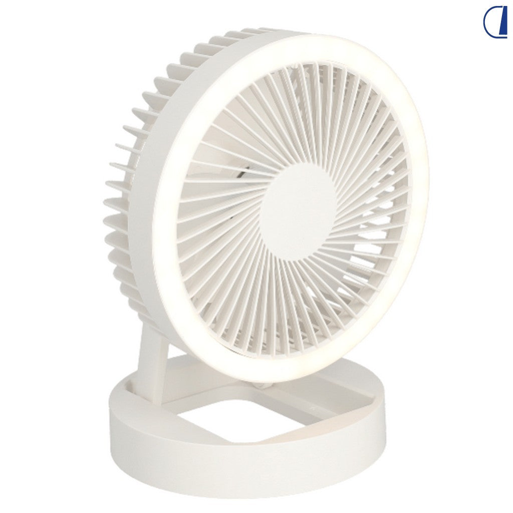 Di-Tec Ventilatore Tramontana con batteria ricaricabile e luce integrata