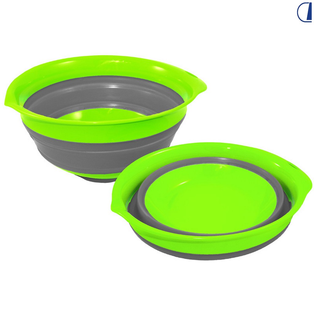 Di-Tec Ciotola pieghevole in silicone 3 L bianco/grigio per cucina camper
