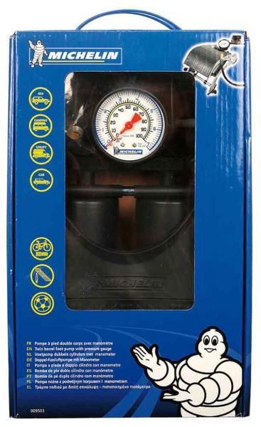 Michelin Doppelzylinder-Fußpumpe mit Manometer