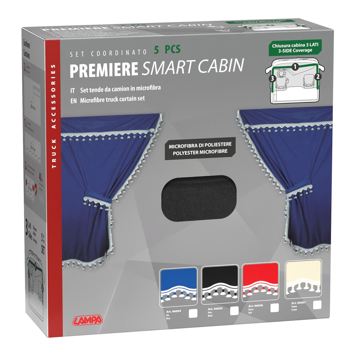Lampa Premiere smart cabin, set tende microfibra per camion - Nero 96005