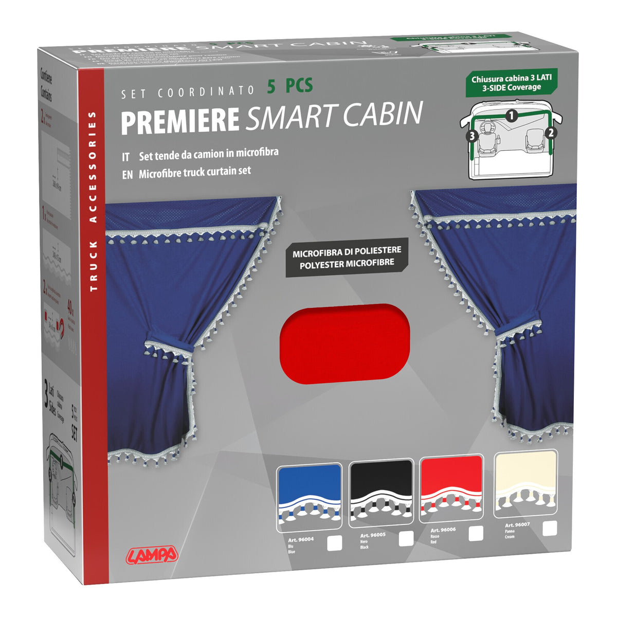 Lampa Premiere smart cabin, set tende microfibra per camion - Rosso 96006