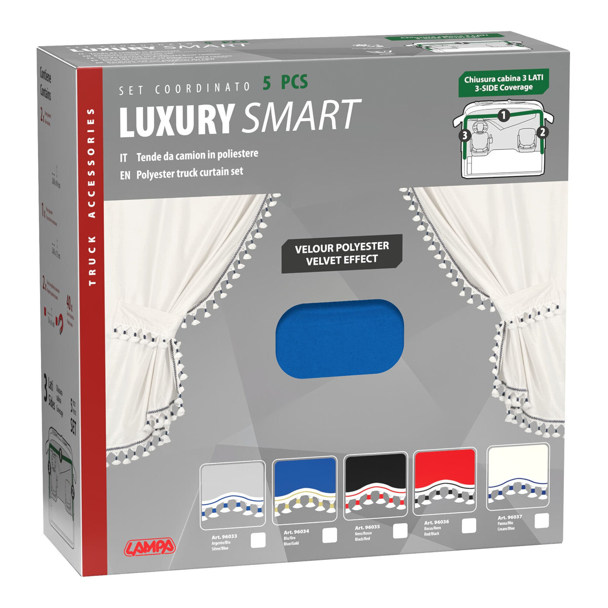 Lampa Luxury Smart, set tende in poliestere per camion - Blu/Oro 96034