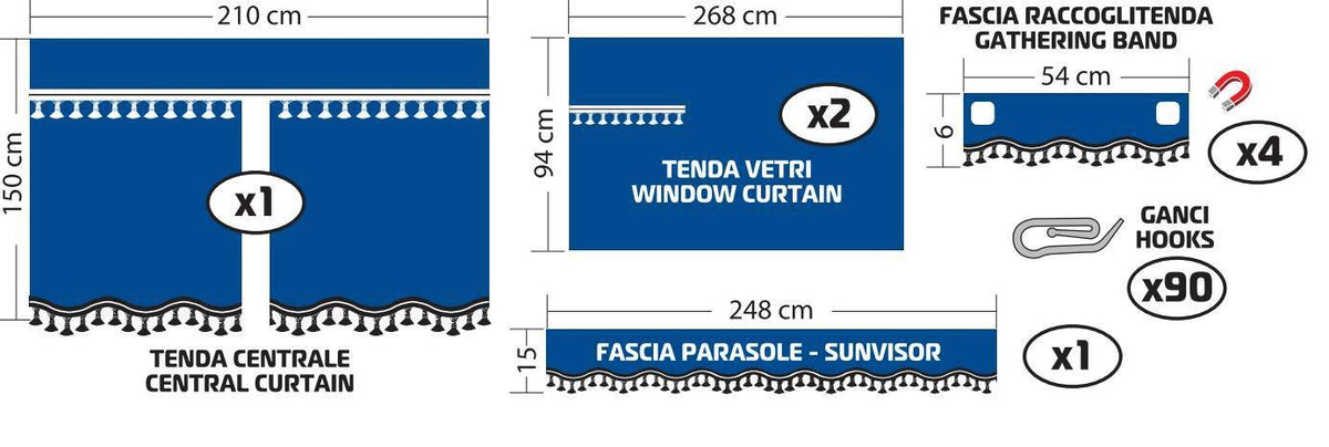 Lampa Luxury Pro-Cabin, set tende in poliestere per camion - Rosso/Nero 96041