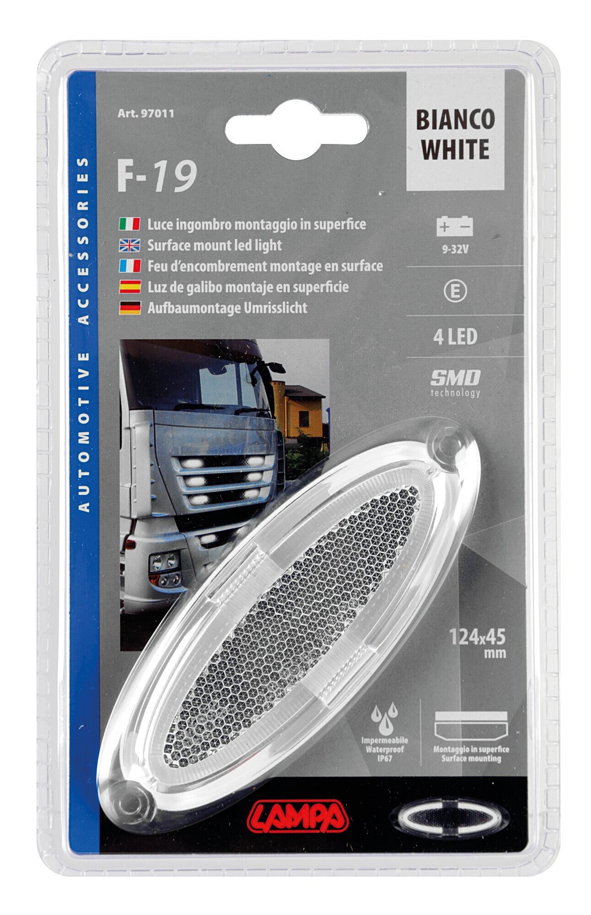 Lampa Luce di Ingombro 4 LED 12/24V Bianco - Montaggio Superficiale