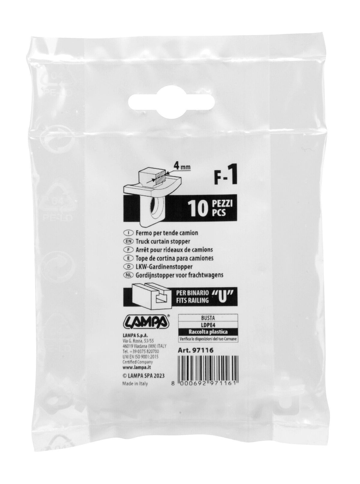 Lampa F-1, set 10 fermi per binario tipo "U" - 4 mm 97116