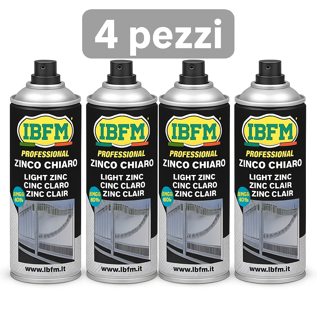 IBFM Art. 2000ZNC Bomboletta ZINCO Spray 98/100 Uso Tecnico - Confezione da 4 pezzi