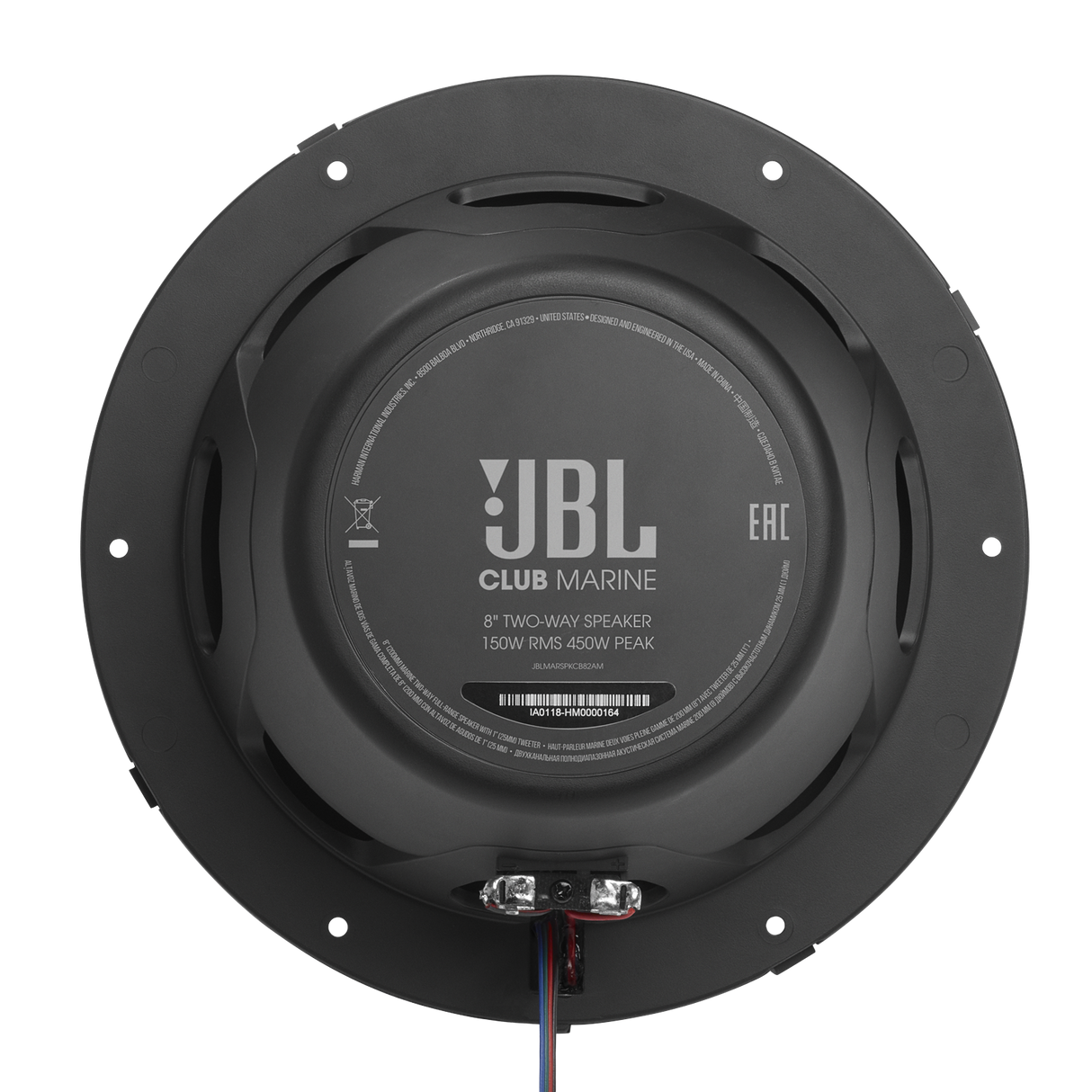 JBL Marine Speaker CLUB 82 Pair of 8" High-Performance Marine Speakers with RGB Lighting