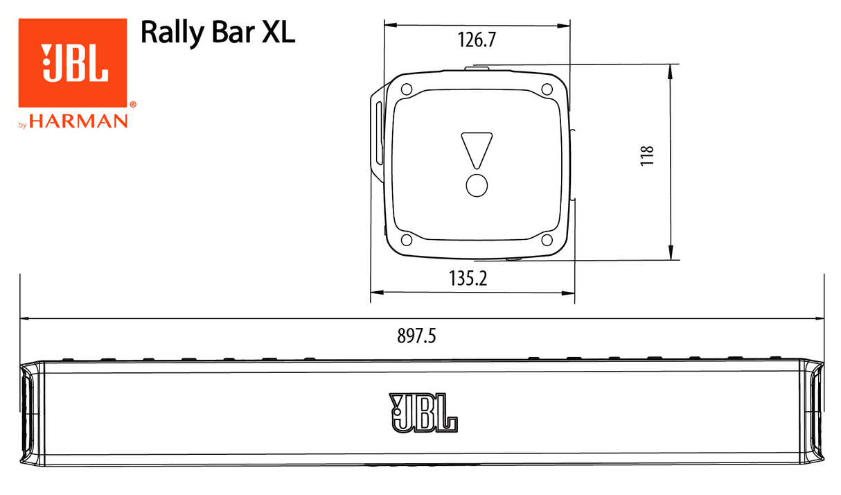 JBL RALLYBAR XL Soundbar Bluetooth da 35 con LED Dinamici e Amplificatore da 300W RMS