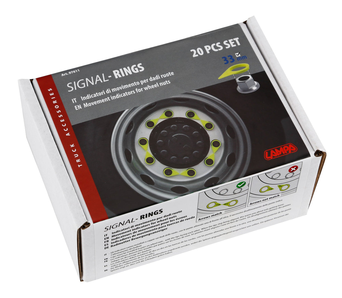 Lampa Indicatori di movimento per dadi ruote, set 20 pz - 33 mm 97611