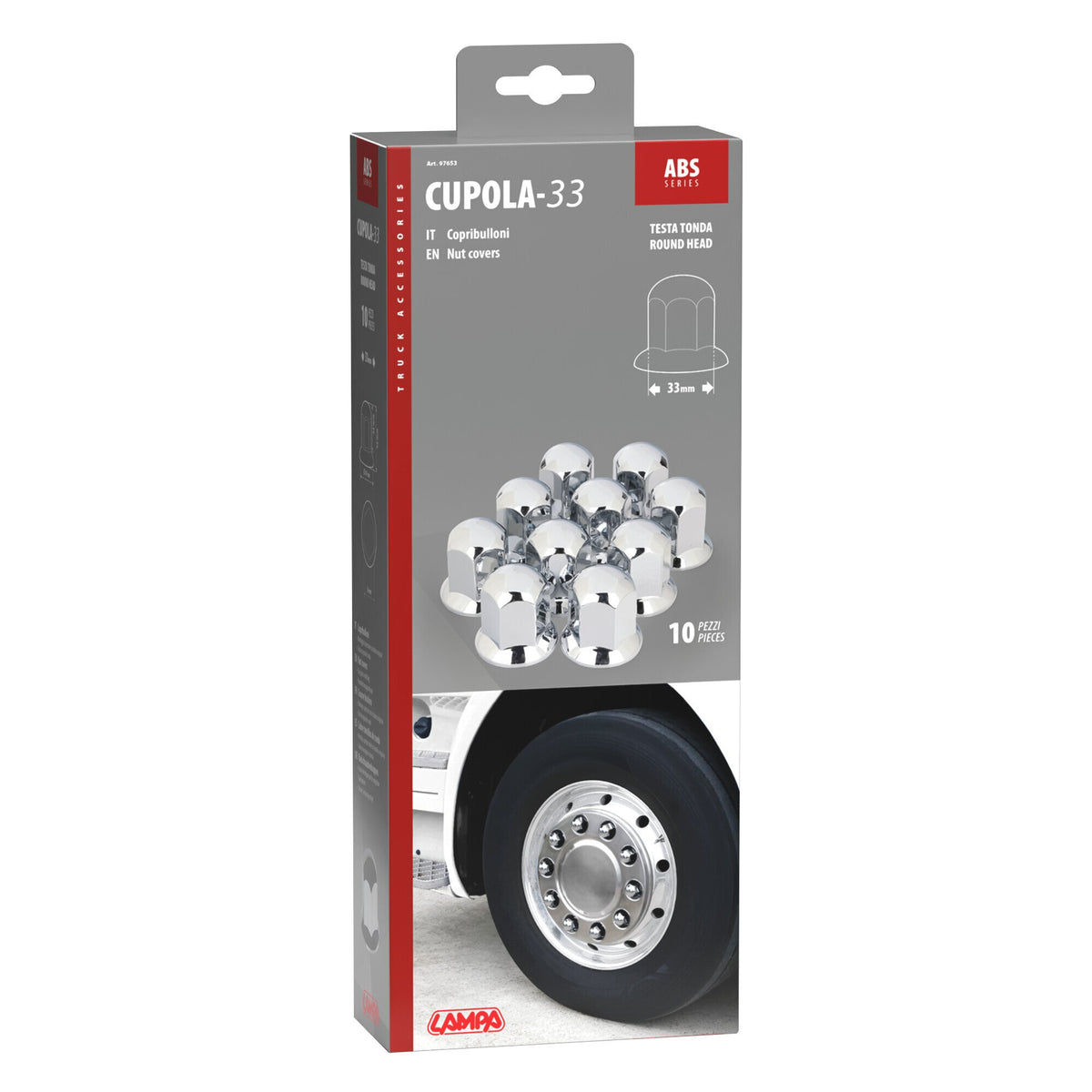 Lampa Copribulloni cromati in ABS - 33 mm - Set 10 pz 7653 97653