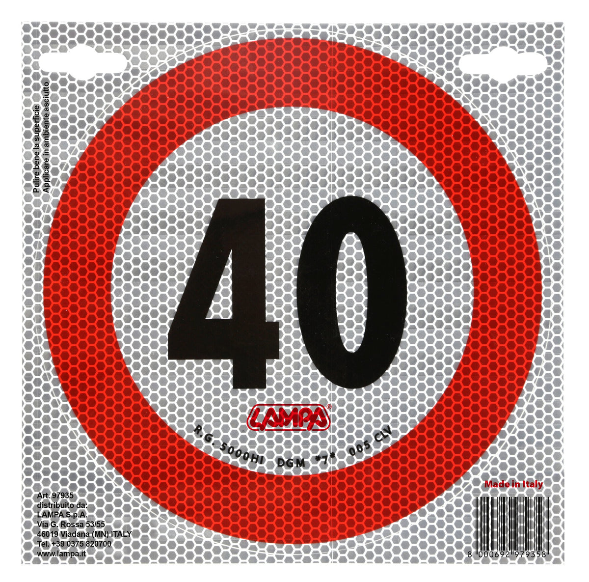 Lampa Contrassegno limite velocita' - 40 Km/h 97935