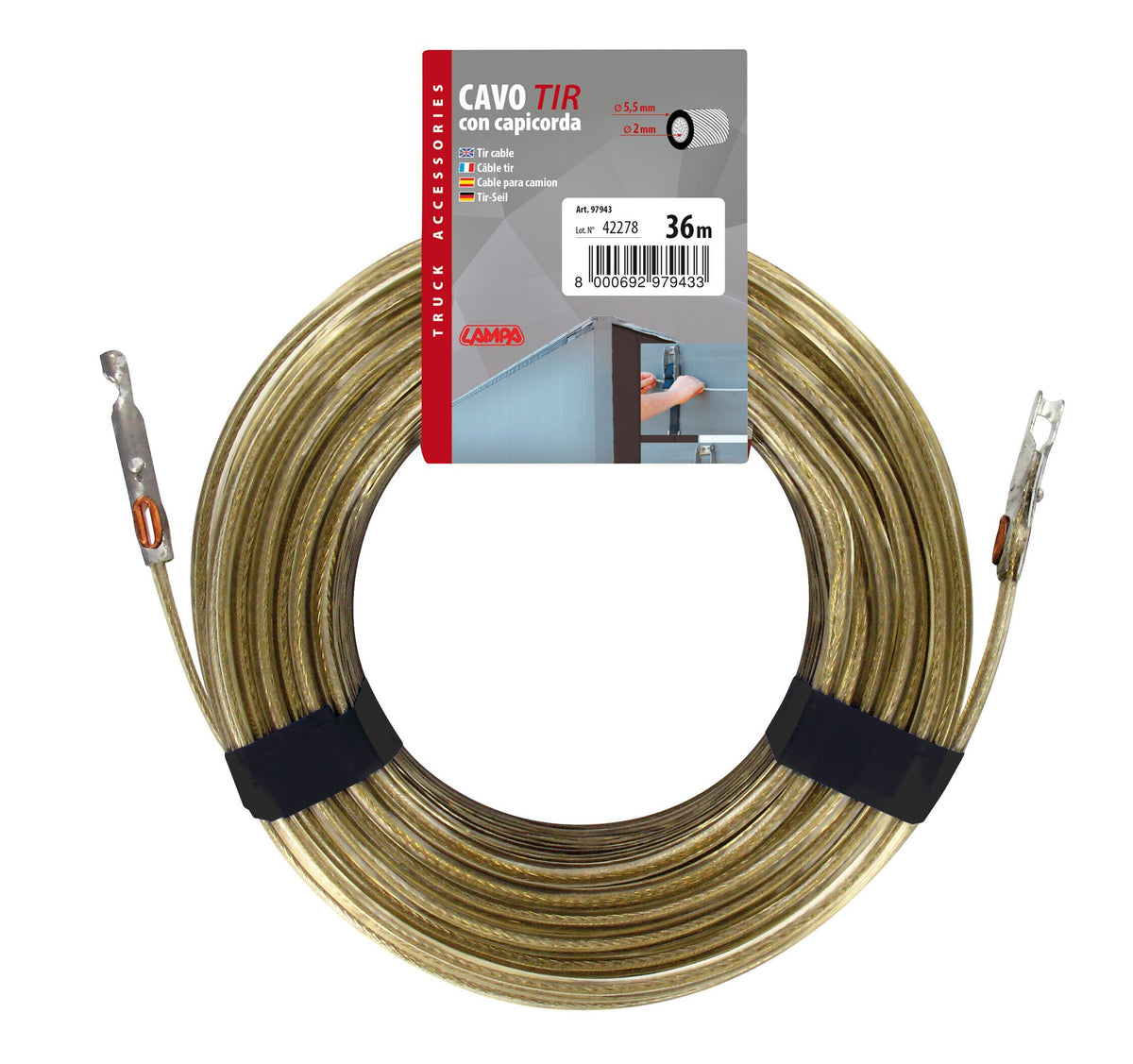 Lampa Cavo TIR con Capicorda per Piombatura - 36 m