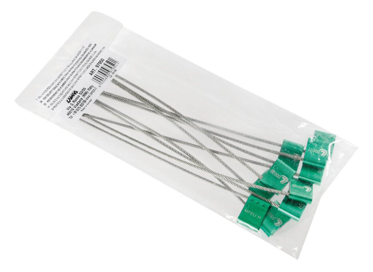 Set 10 Sigilli ad alta sicurezza, testa alluminio galvanizzato, cavo in acciaio 97950