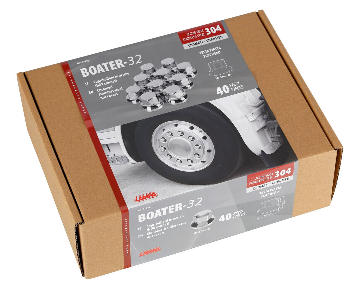 Lampa Boater Copribulloni Testa Piatta Inox Cromo Ø 32 mm - Set 40 pz