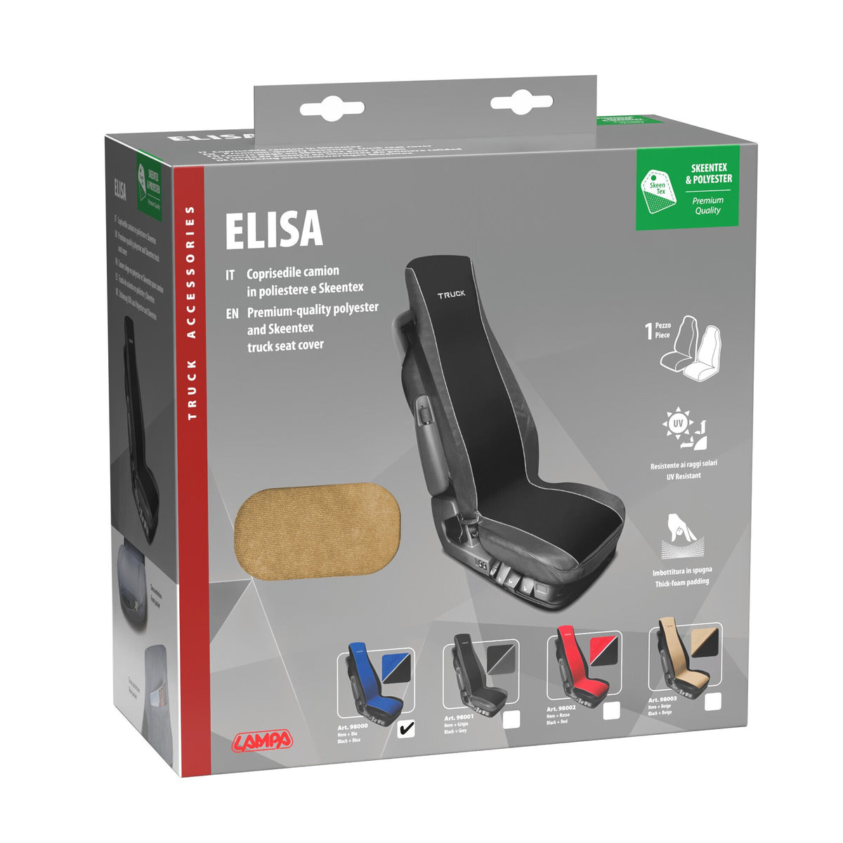 Lampa Elisa-2, coprisedile in poliestere e Skeentex per camion - Beige/Nero 98003