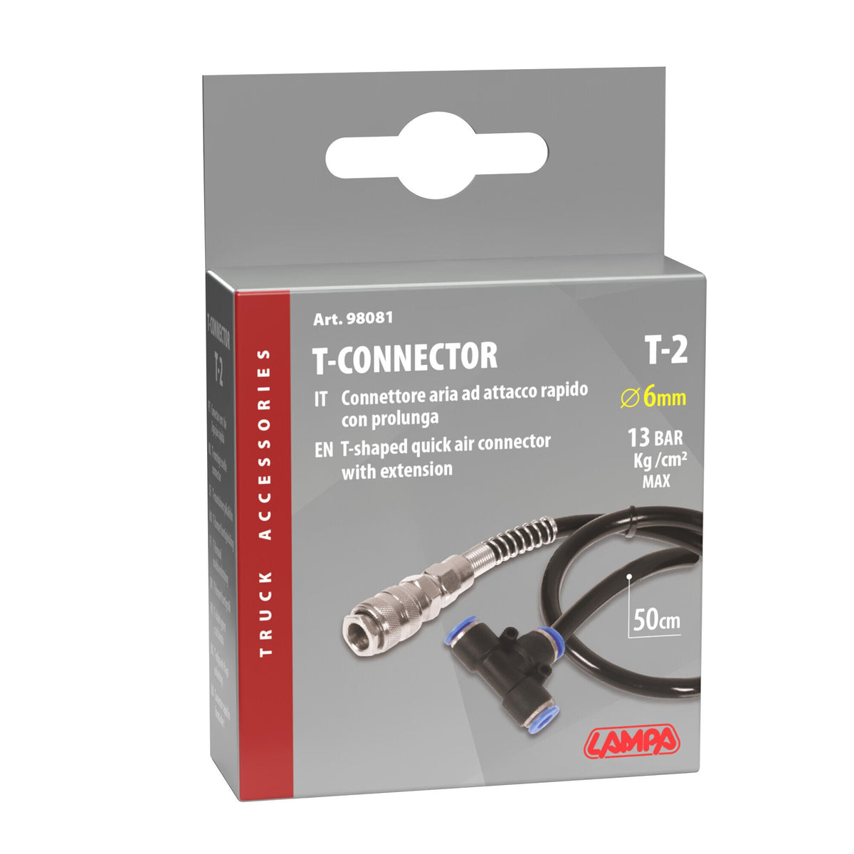 Lampa T-2, connettore aria ad attacco rapido 6 mm, con prolunga 50 cm 98081