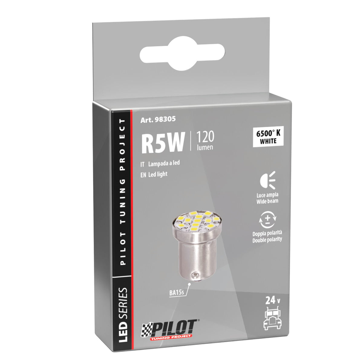 Lampa 24V LED BA15s 12 SMD 1 chip Bianco Doppia Polarità - 1 pz