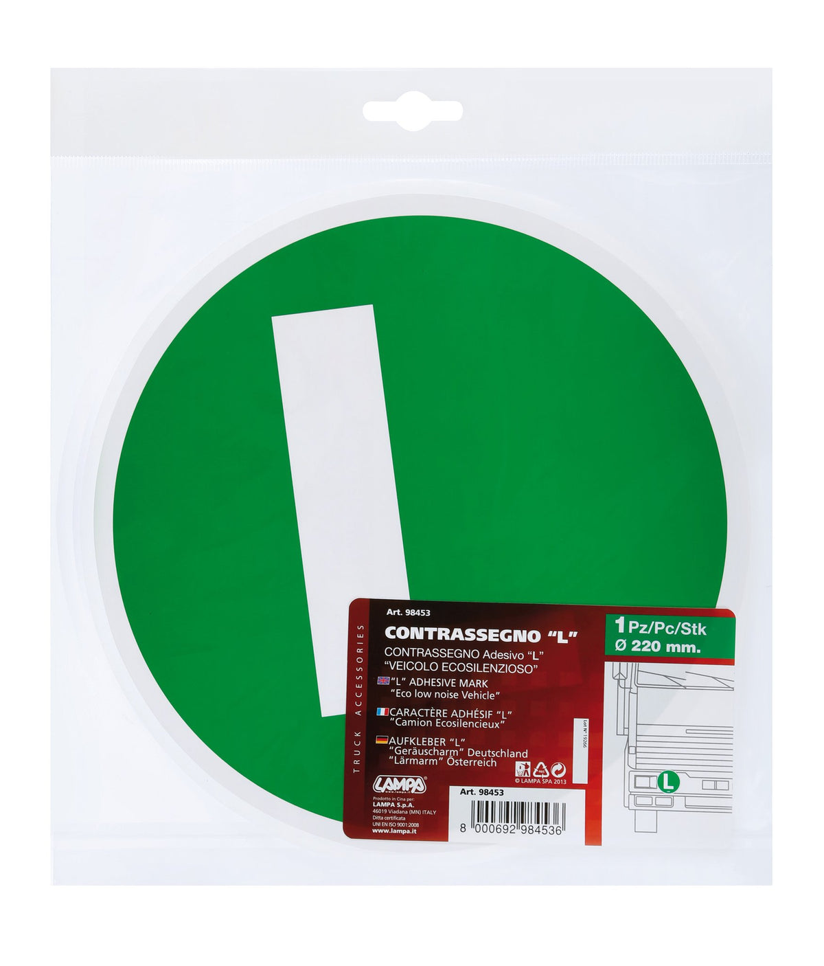 Lampa Contrassegno adesivo - L - Veicolo ecosilenzioso 98453