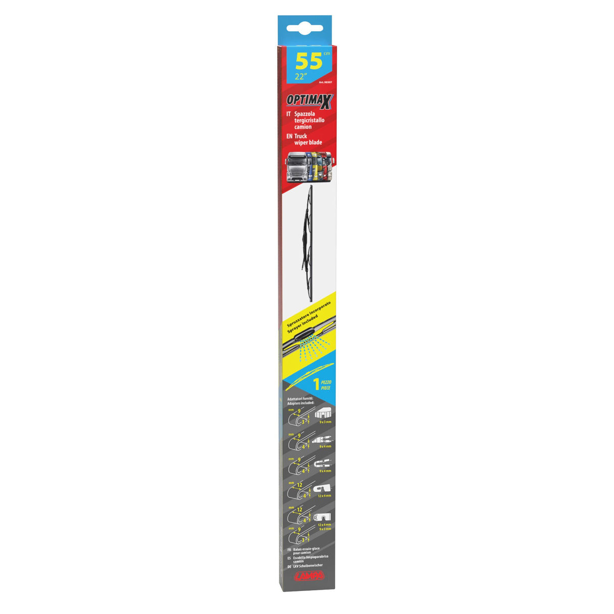 Optimax spazzola tergicristallo per camion e furgoni 55 cm 22" spruzzatori 1 pz 98507