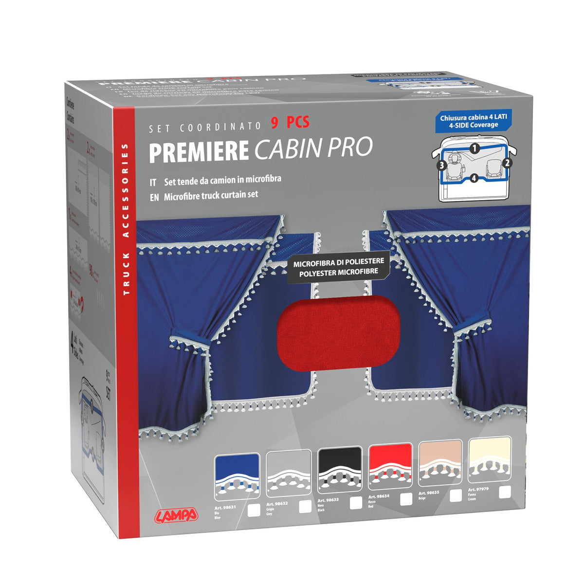 Lampa Premiere, set tende in microfibra per camion - Rosso 98634