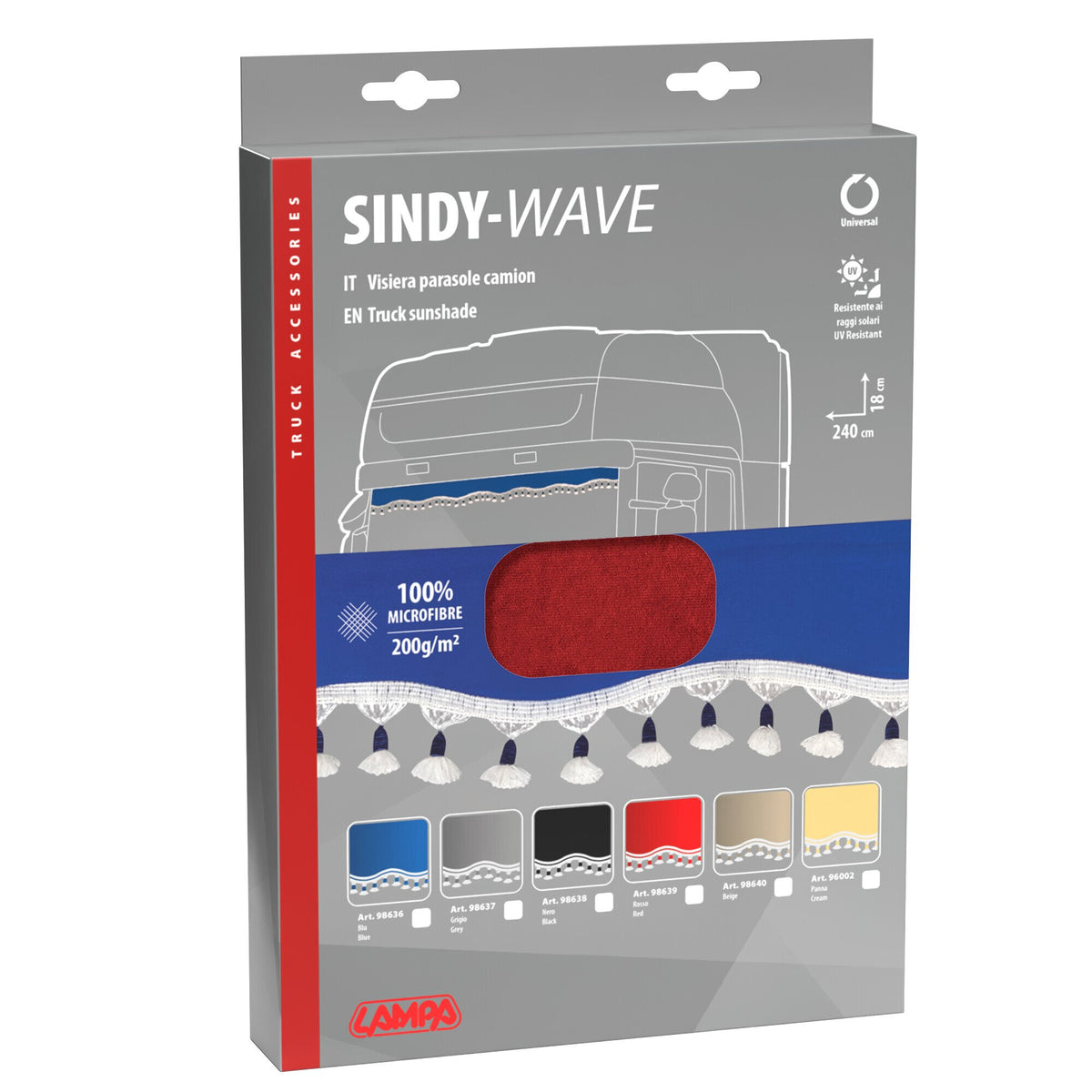 Lampa Sindy, fascia parasole in microfibra per camion - Rosso 98639
