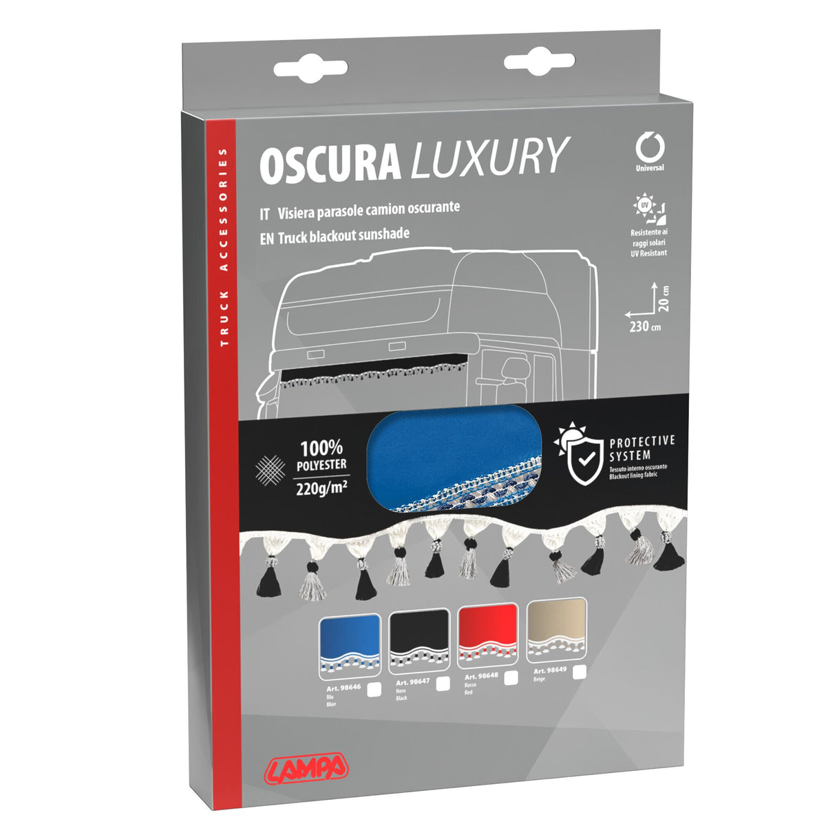 Lampa Oscura Fascia Parasole per Camion in Poliestere - Blu