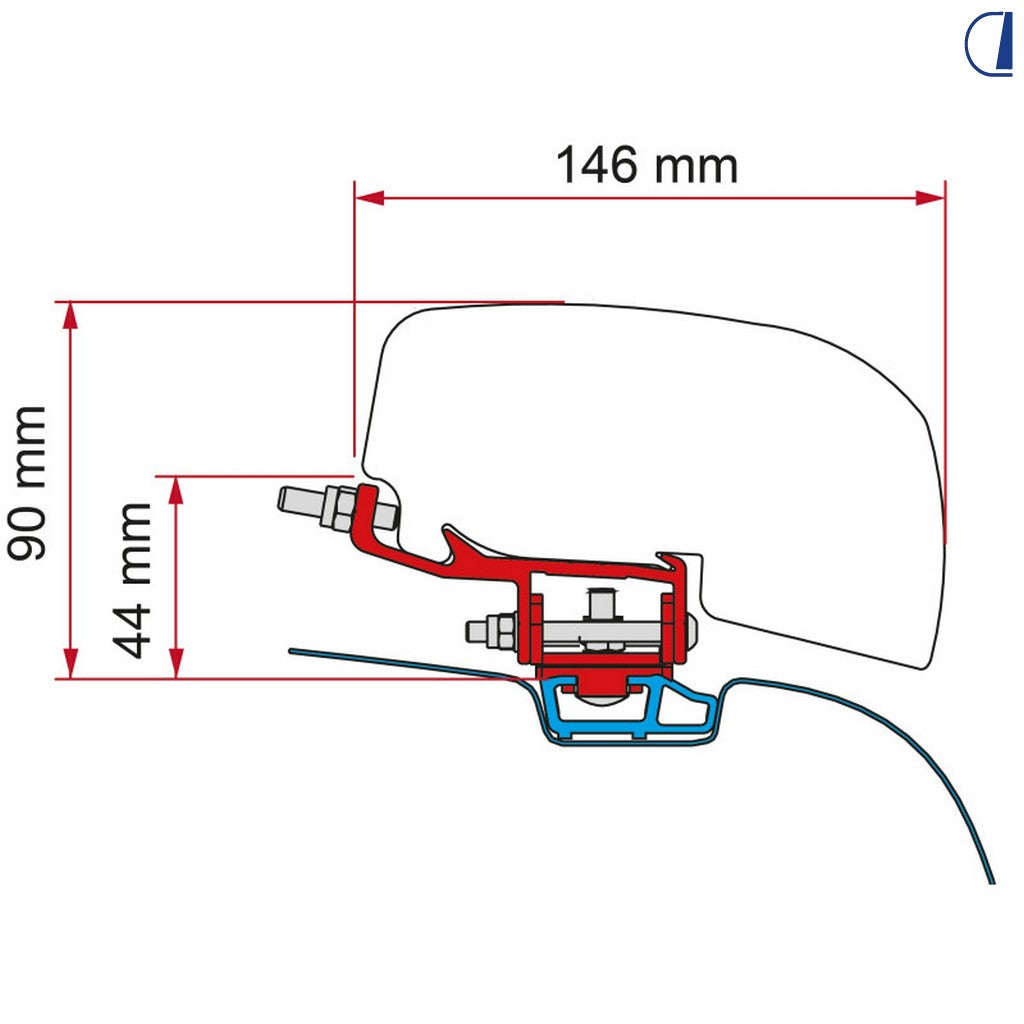 Fiamma Staffa Rail per tendalino F40 Van su Volkswagen T5 / T6