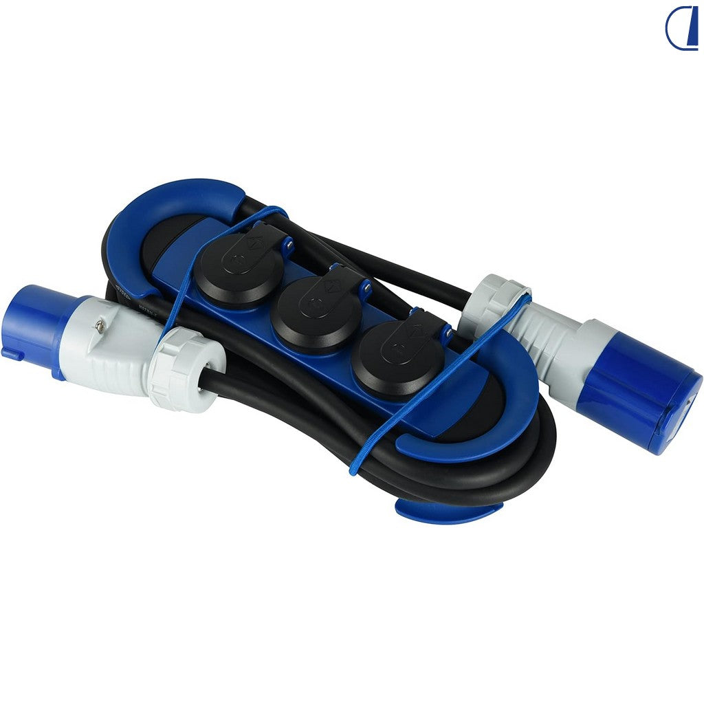 Di-Tec Ciabatta multipresa Schuko 3 prese IP44 cavo neoprene 3 m spina CEE