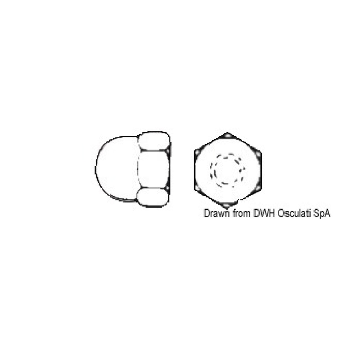 Osculati UNI 5721 DIN 1587 A4-1587-04 gewölbte Hutmuttern