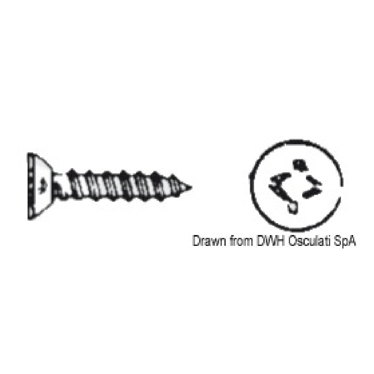 Osculati Viti autofilettanti testa svasata piana taglio a croce, UNI 6955 DIN 7982 A4-7982-02.9X010