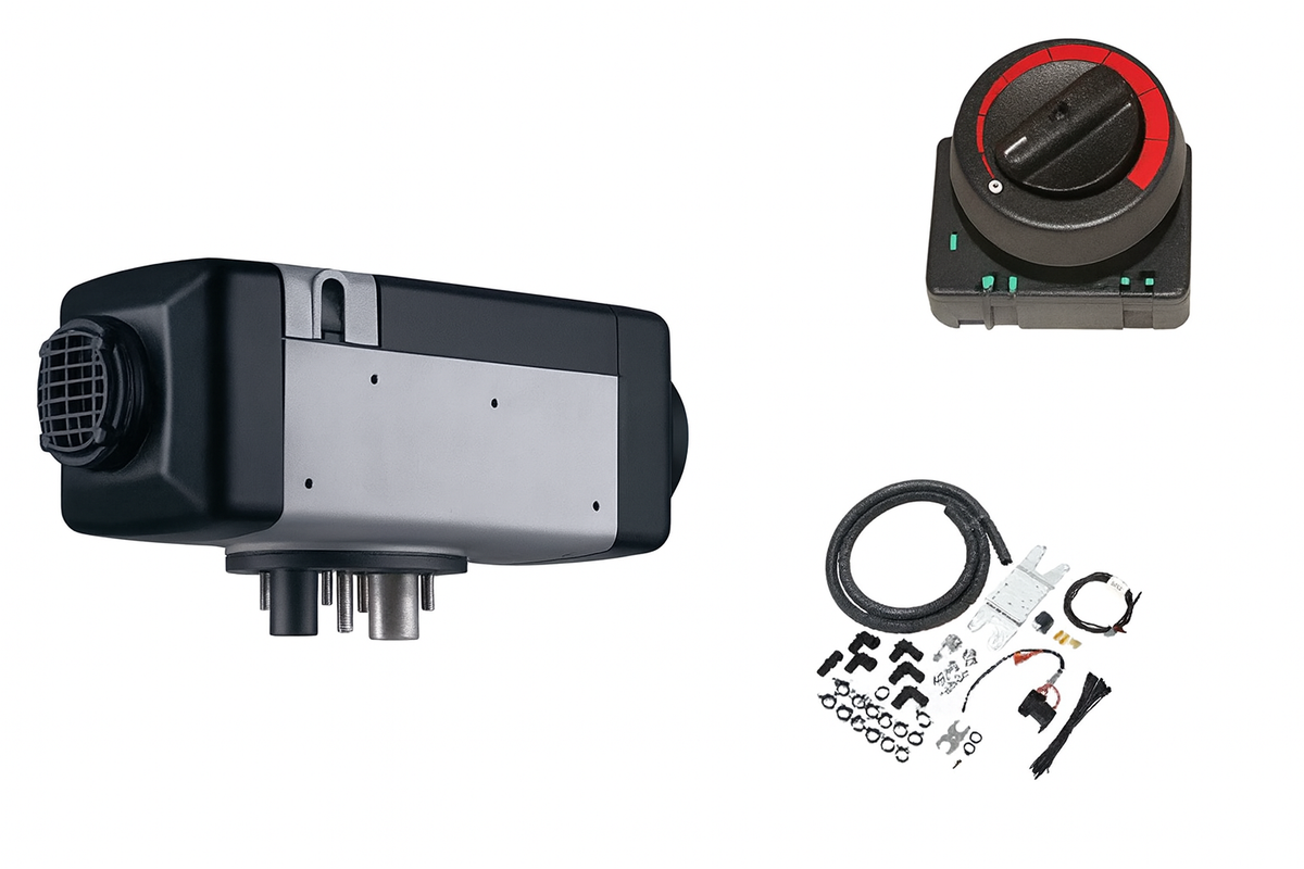 Webasto Air Top 2000 STC 12V Diesel-Luftvorwärmer (9032244A + 9032228B) + Montagesatz + Drehregler