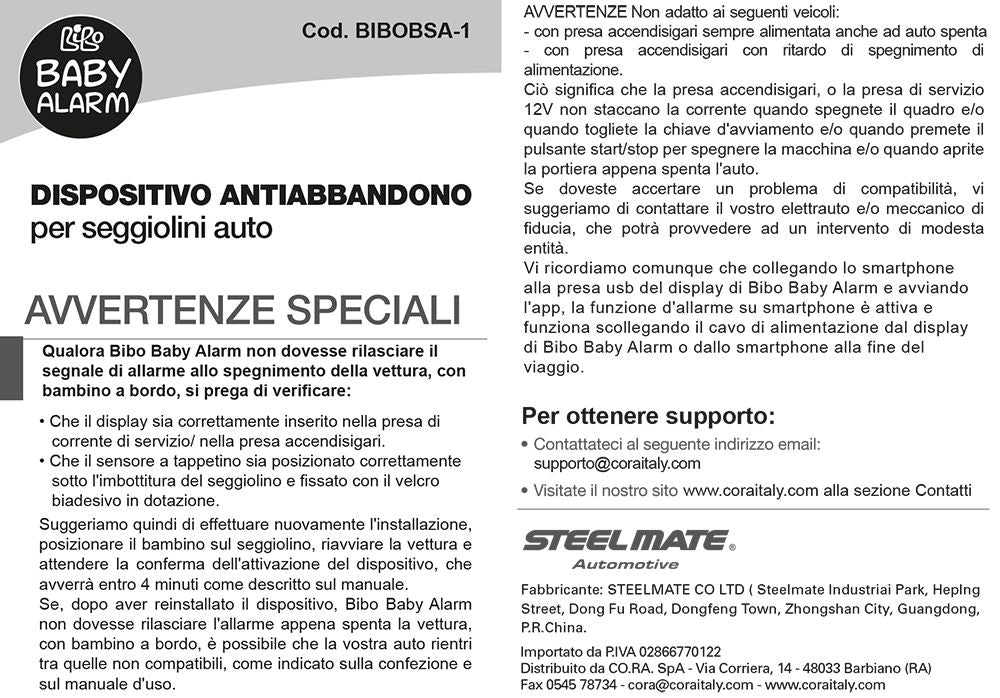 Bibo BIBOBSA-1 Dispositivo antibbandono Baby Alarm per seggiolini auto