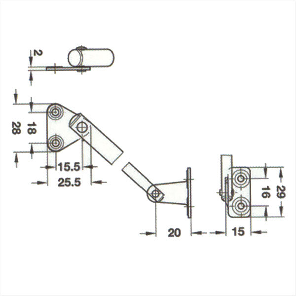 BRA041 Brújula telescópica de acero de 20 cm para puertas de autocaravanas y caravanas