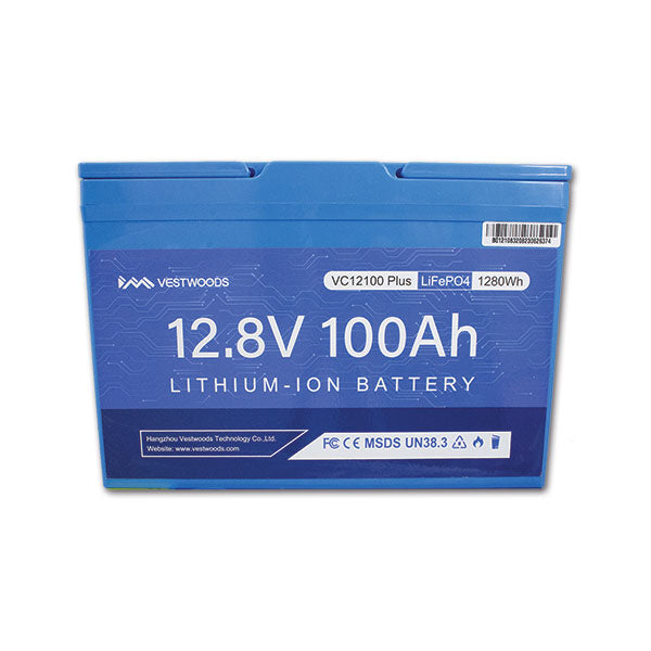 VestWoods Batteria al litio 100 Ah 12V con BMS integrato