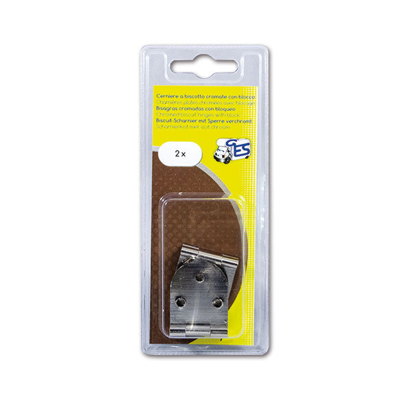 Cerniera Biscotto Cromata con Fermo 3x8mm GES - 2 PZ 8032793932697